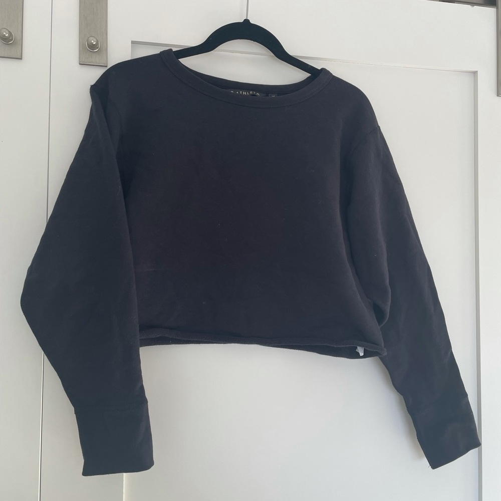 Black athleta crop top sweatshirt